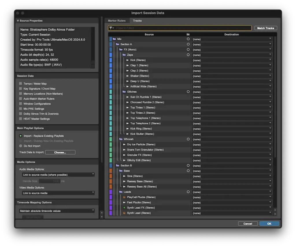 Pro Tools 2024.6 Import Session Data